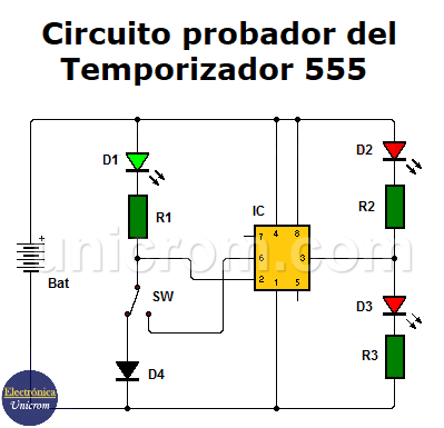 Circuito probador de IC 555
