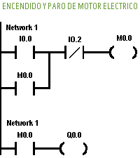 Programa en escalera de un encendido y paro de un motor eléctrico - Programar un PLC