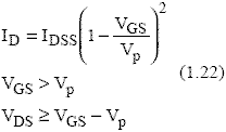 Ecuación de Schochley o ecuación cuadrática, que relaciona ID con VGS en un JFET - Electrónica Unicrom