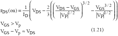 Fórmula para la resistencia Drenaje-Fuente RDS cuando el JFET está en la región lineal - Electrónica Unicrom