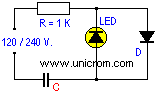 LED conectado a 120/240 VAC