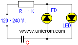 LED conectado a 120/240 VAC