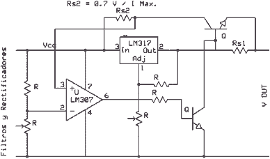 Limitador de corriente sobre la base del transistor de paso, variante con comparador - Electrónica Unicrom