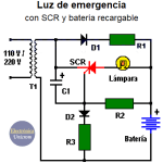 Luz de emergencia con SCR y batería recargable (PCB)