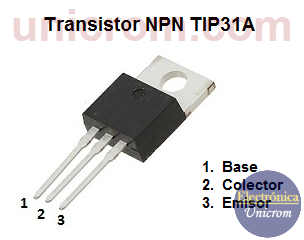 Configuración de patillas del transistor NPN TIP31A