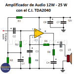Amplificador de audio 12W con TDA2040 (circuito)