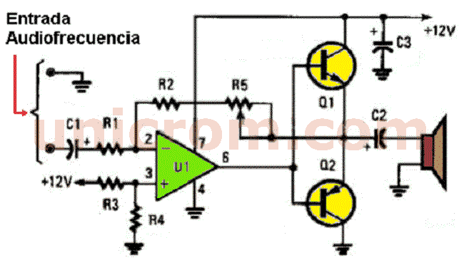 Amplificador de audio con 741