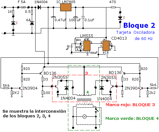 Interconexión de oscilador, amplificador de señal osciladora y transformador elevador - Electrónica Unicrom