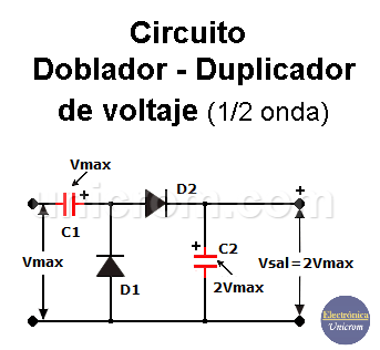 Circuito Duplicador / doblador de voltaje (1/2 onda)