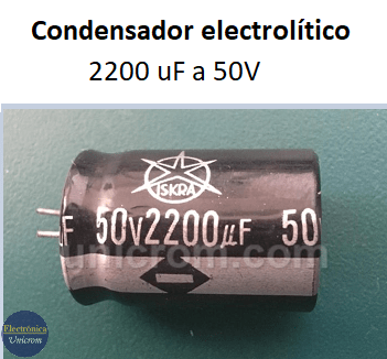 Condensador electrolítico de 2200 uF, 50 voltios