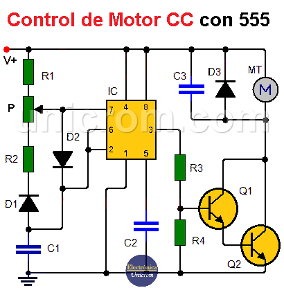 Control de motor DC con 555