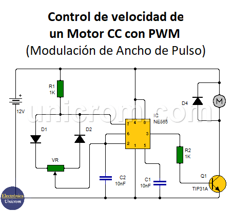 PWM - Control de velocidad de un motor CC con el temporizador 555