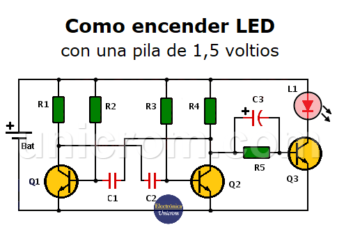 Encender LED con pila de 1,5 voltios