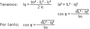 Fórmulas para hacer la corrección del factor de potencia usando vectores de corriente