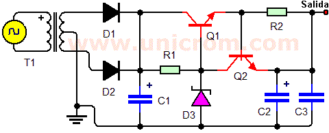 Fuente de 12VDC con zener y transistores - Electrónica Unicrom