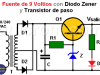 Fuente de 9 V con Zener y Transistor