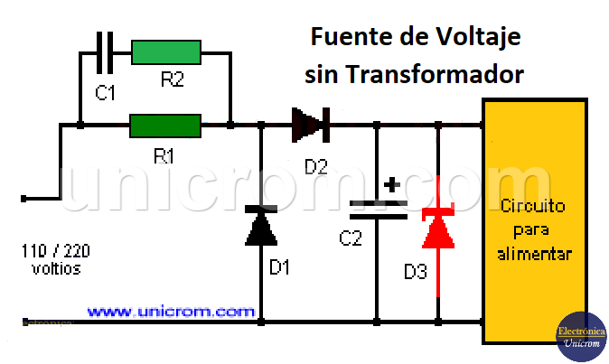 Fuente de voltaje sin transformador