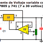 Fuente de voltaje variable con 7805 (7 a 30V) Fuente de voltaje variable con 7805 (7 a 30V)