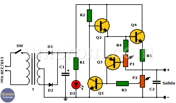Fuente de voltaje y variables con 2N3055 - Electrónica Unicrom