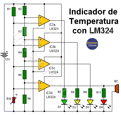 Indicador de temperatura con LM324