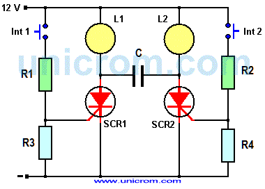 Luz intermitente manual con SCR - Electrónica Unicrom