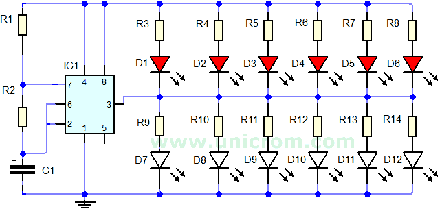 Luz de seguridad para ciclistas con 555 - Electrnica Unicrom