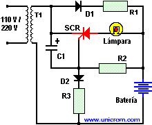 Luz de emergencia con SCR y batera recargable - Electrnica Unicrom