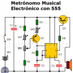 Metrónomo musical electrónico con 555