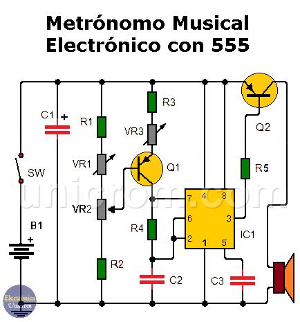 Metrónomo musical electrónico con 555