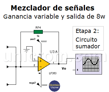 Mezclador de señales de ganancia variable y salida de 8 watts - Electrónica  Unicrom