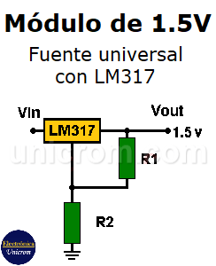 Módulo de 1.5 voltios de fuente universal con LM317