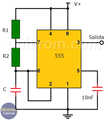 Multivibrador astable temporizador 555 - Electrónica Unicrom