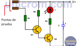 Probador de continuidad con transistores