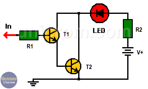 Punta lógica con dos transistores (sonda lógica)