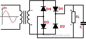 Rectificador de onda completa con puente de diodos, con filtro por capacitor - Electrónica Unicrom