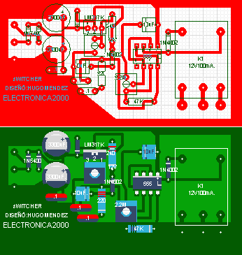 Circuito impreso del circuito del interruptor automático (switcher) - Elecrónica Unicrom