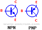 Símbolos de los transistores bipolares NPN y PNP - Electrónica Unicrom